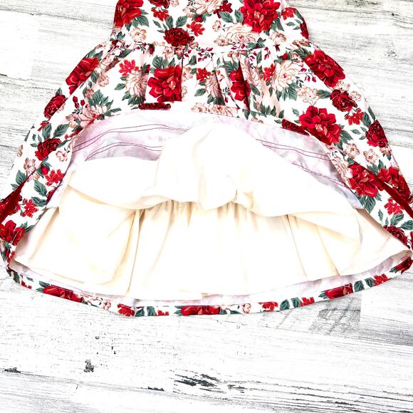 Catherine Malandrino Dress Girls 5 Ivory Floral Velvet Holiday Lined Cap Sleeve - Picture 7 of 9